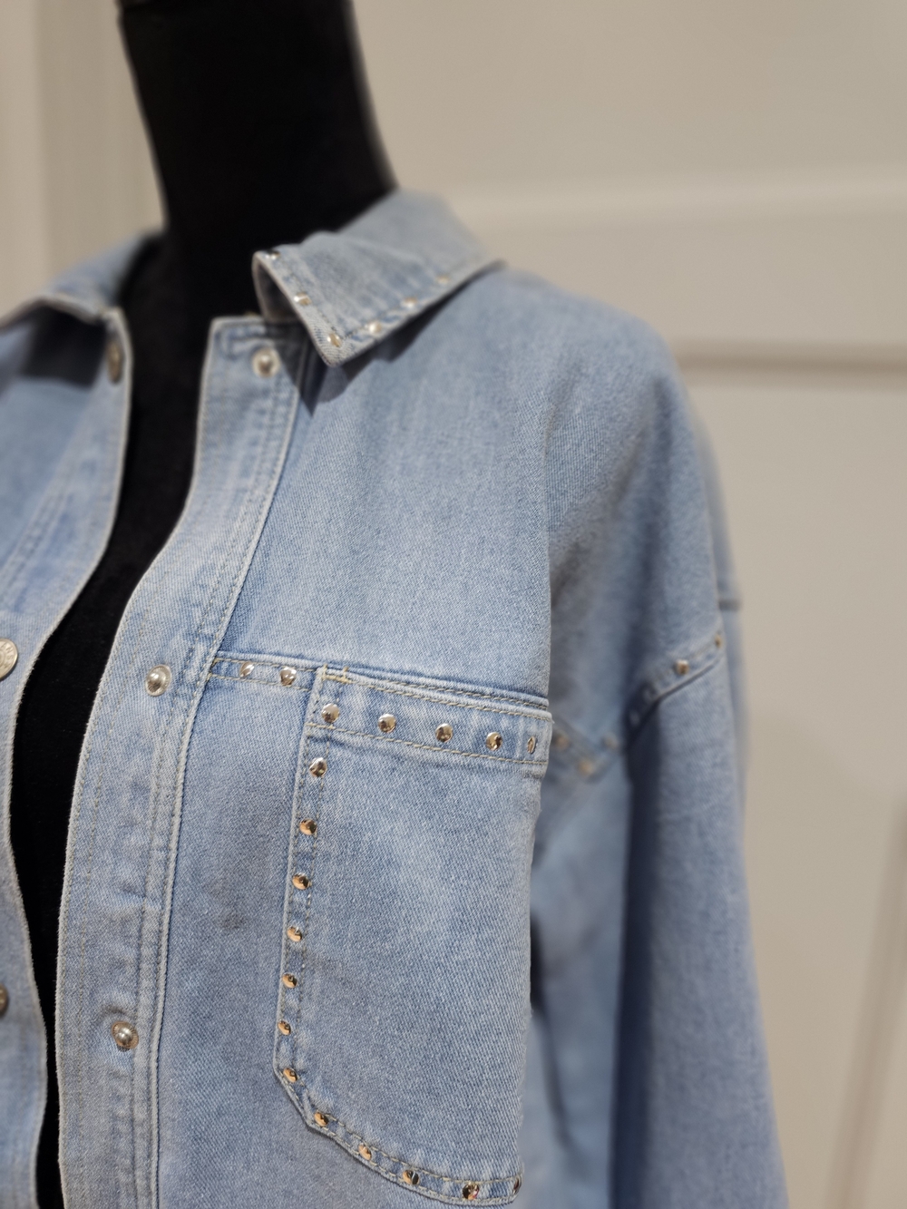 Sincerely Jules Light Blue Studded Denim Jacket
